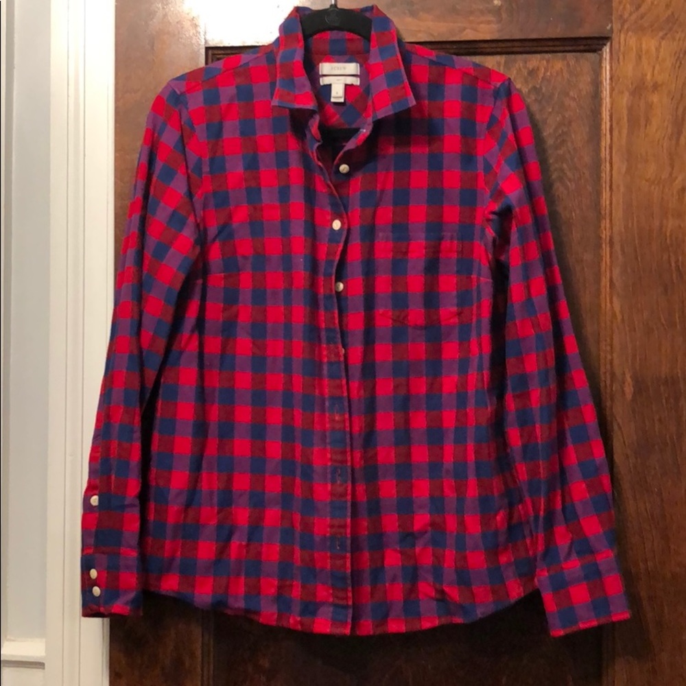 JCrew Flannel Boy Cut Flannel Shirt